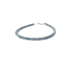 14k White Gold 15.30ct Black Diamond Bead Bracelet 3.5mm 7" inch