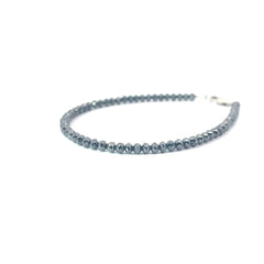 14k White Gold 15.30ct Black Diamond Bead Bracelet 3.5mm 7" inch