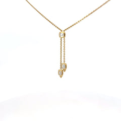 14k Yellow Gold .75ct E VS2 Emerald Cut Diamond Lariat Necklace