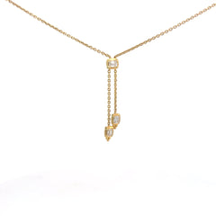 14k Yellow Gold .75ct E VS2 Emerald Cut Diamond Lariat Necklace