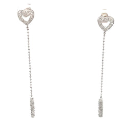 14k White Gold .35ct G SI1 Round Diamond Open Heart Stud Earrings Dangle Tube