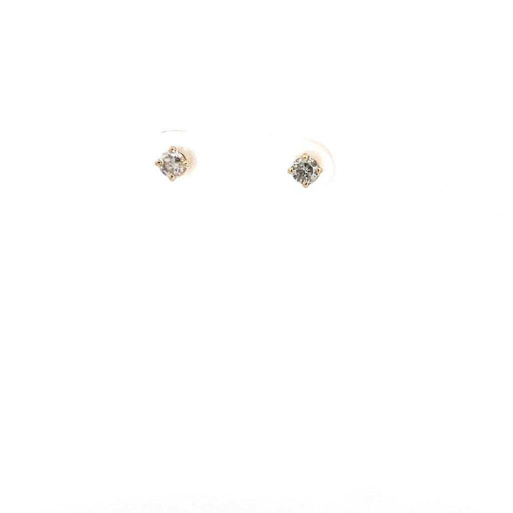 14k White and Yellow .30ct G VS2 Round Diamond Stud Baby Earrings