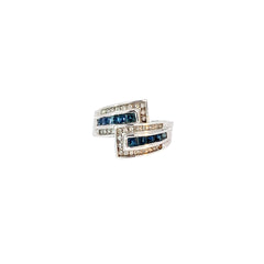 14k white gold 1.50ct Blue Sapphire and.20ct G SI1 Round Diamond  ring