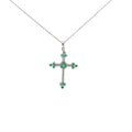 14k White Gold .40ct G SI1 Diamond and .15ct Emerald Cross Necklace