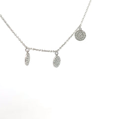 14k White Gold .35ct G SI1 Round Pave Diamond Disc Necklace