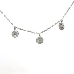 14k White Gold .35ct G SI1 Round Pave Diamond Disc Necklace