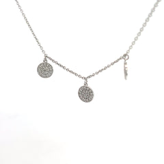 14k White Gold .35ct G SI1 Round Pave Diamond Disc Necklace