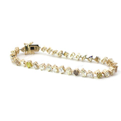 14k Yellow Gold 7.06ct Multi Color Marquise, Emerald Cut , Pear Shape, Heart Shape, Princess Cut , Oval and Round Diamond Tennis Bracelet