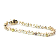 14k Yellow Gold 7.06ct Multi Color Marquise, Emerald Cut , Pear Shape, Heart Shape, Princess Cut , Oval and Round Diamond Tennis Bracelet