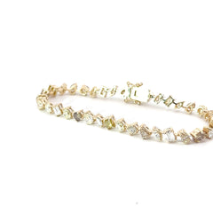 14k Yellow Gold 7.06ct Multi Color Marquise, Emerald Cut , Pear Shape, Heart Shape, Princess Cut , Oval and Round Diamond Tennis Bracelet