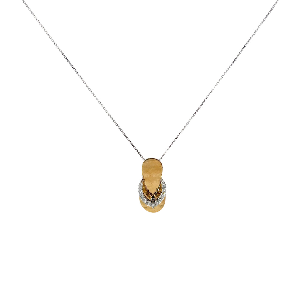 14k Two Tone .25ct G VS2 Round Diamond Sandel  Pendant