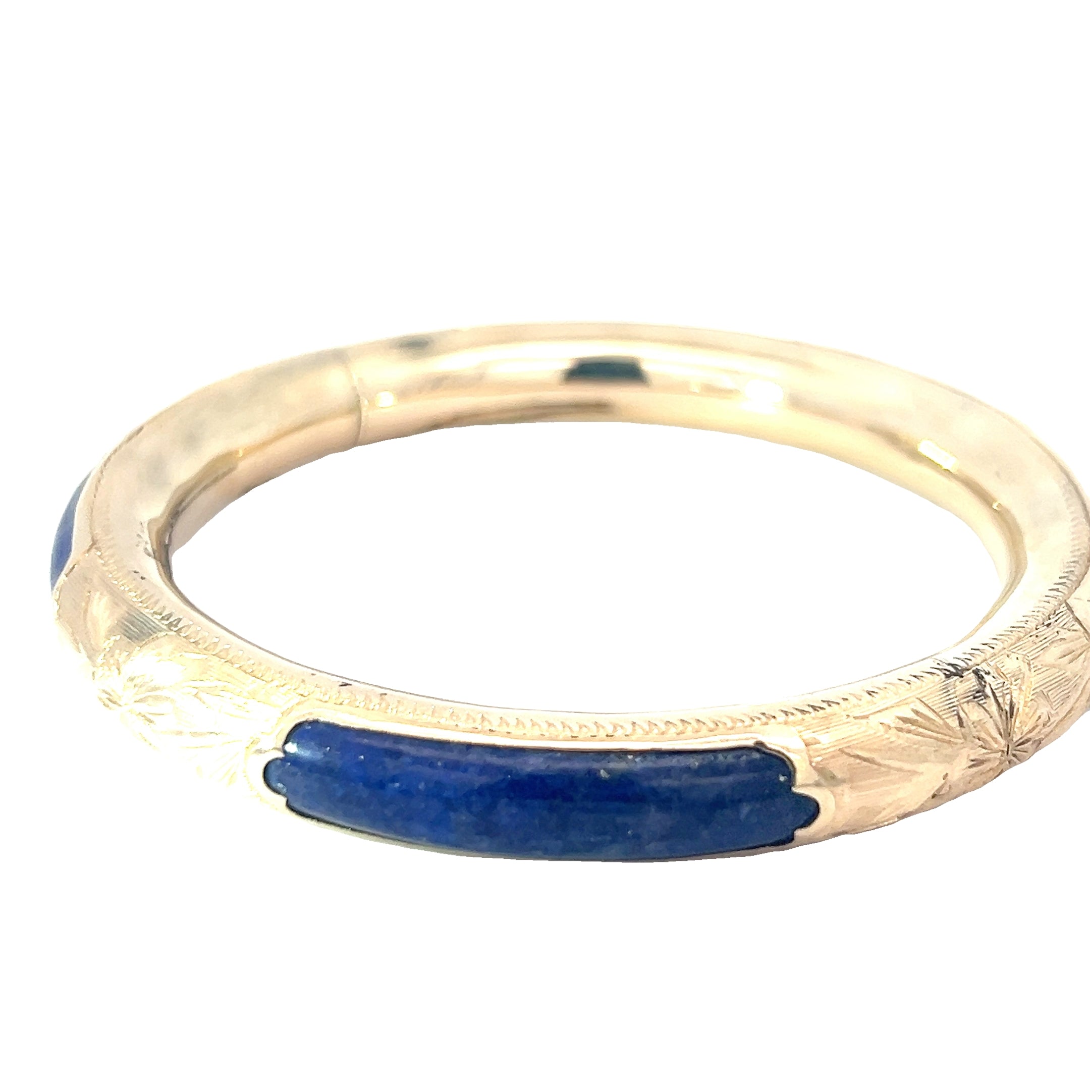 14k Yellow Gold Vintage Lapis Lazuli Bangle
