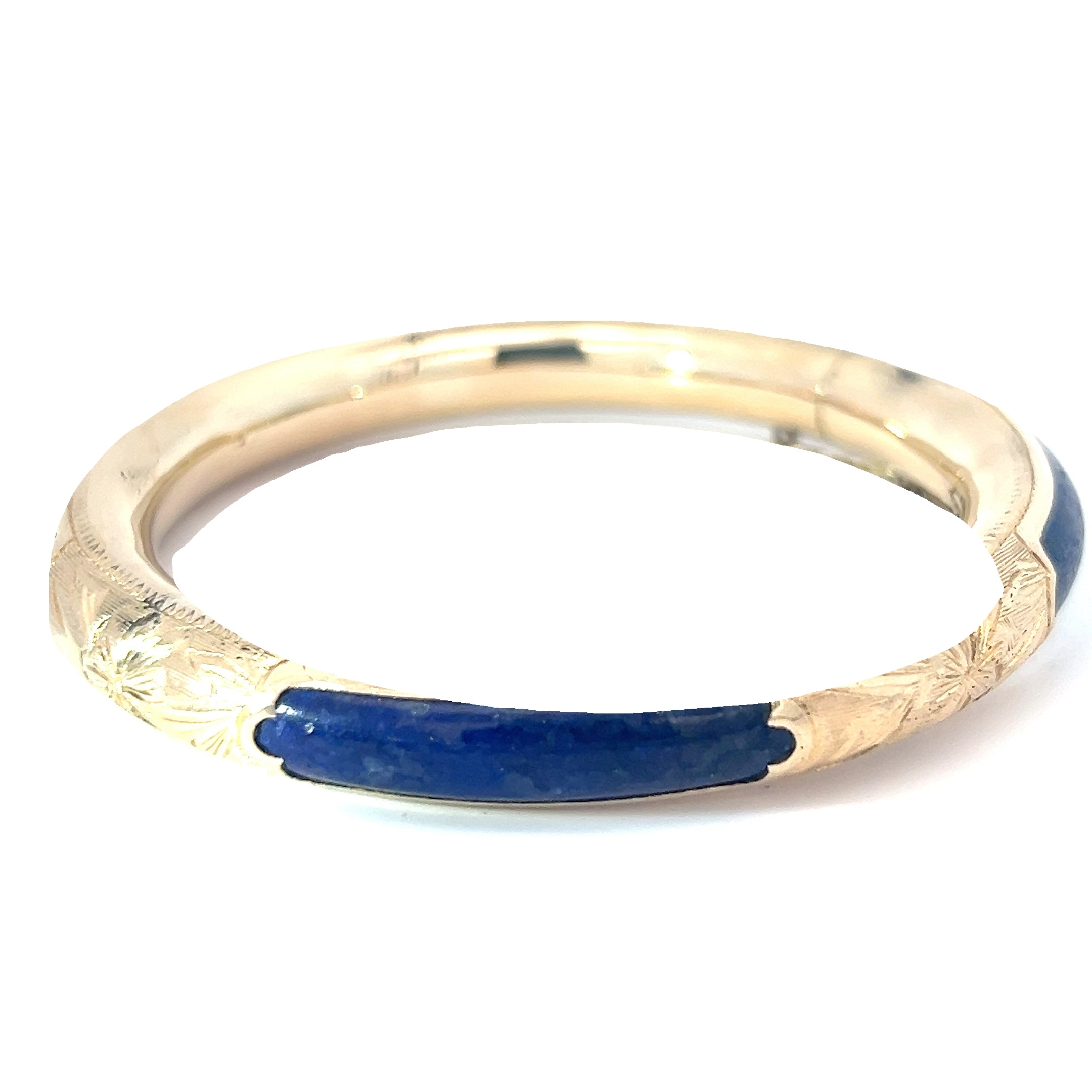 14k Yellow Gold Vintage Lapis Lazuli Bangle