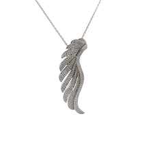 18k White Gold 1.93ct F VS2 Round Diamond Angel Wing Necklace