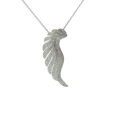 18k White Gold 1.93ct F VS2 Round Diamond Angel Wing Necklace