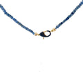 14k Yellow Gold .65ct G SI1 Round Diamond and .20ct Round Blue Sapphire Clasp/ Rough Tumbled Beaded  Necklace