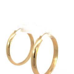 14k Yellow Gold 3.1 Gram Hoop Earrings 4mm 1 1/2