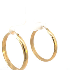 14k Yellow Gold 3.1 Gram Hoop Earrings 4mm 1 1/2
