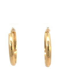 14k Yellow Gold 3.1 Gram Hoop Earrings 4mm 1 1/2