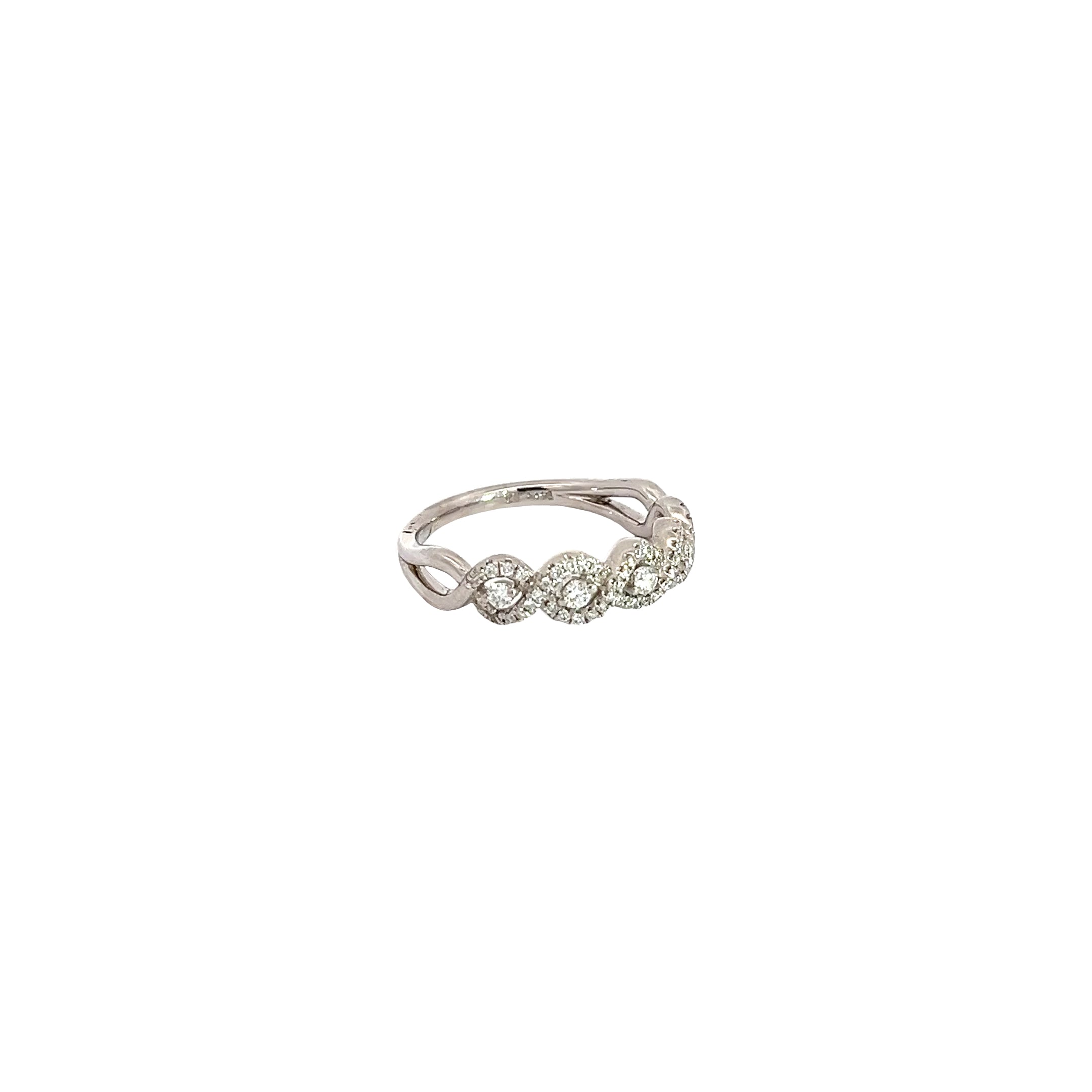 14k White Gold.50ct F SI1 Round Diamond Wedding Ring size 6 3/4