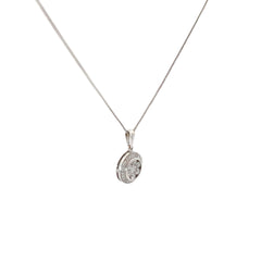 14k White Gold 1.00ct G VS2 Round Diamond Cluster Necklace