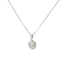 14k White Gold 1.00ct G VS2 Round Diamond Cluster Necklace