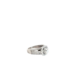 14k White Gold 1.50ct F SI1 Round Total Diamond Weight Double Halo Engagement Ring