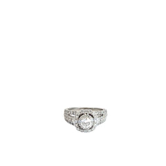 14k White Gold 1.50ct F SI1 Round Total Diamond Weight Double Halo Engagement Ring