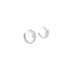 14k White Gold .36ct G SI1 Round Diamond Small Hoop Earrings