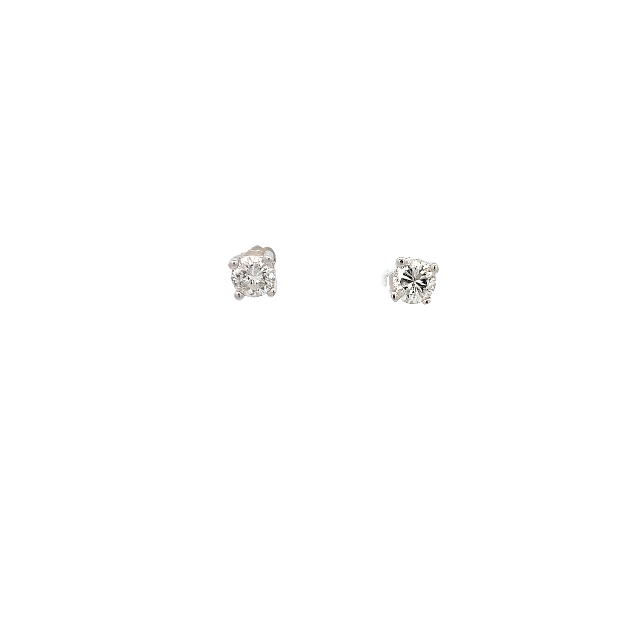 14k White Gold  .80ct G/H SI2 Round Diamond Stud Earrings