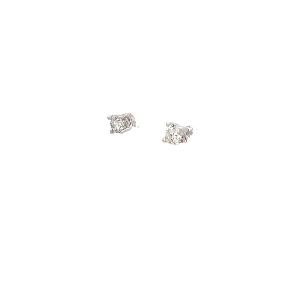 14k White Gold  .80ct G/H SI2 Round Diamond Stud Earrings