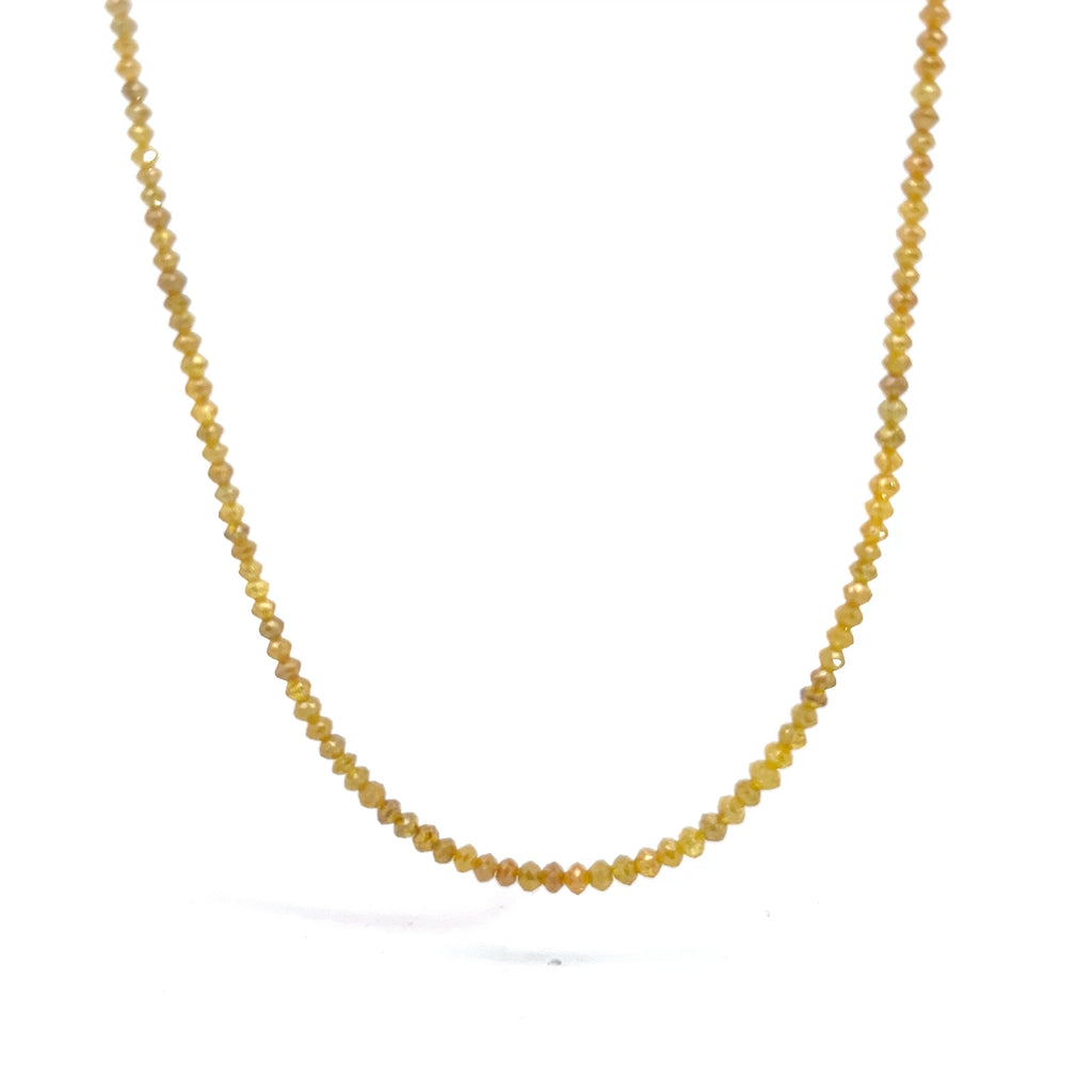 14k Yellow Gold 20.15ct Dark Canary Diamond Beads Necklace 16" inch