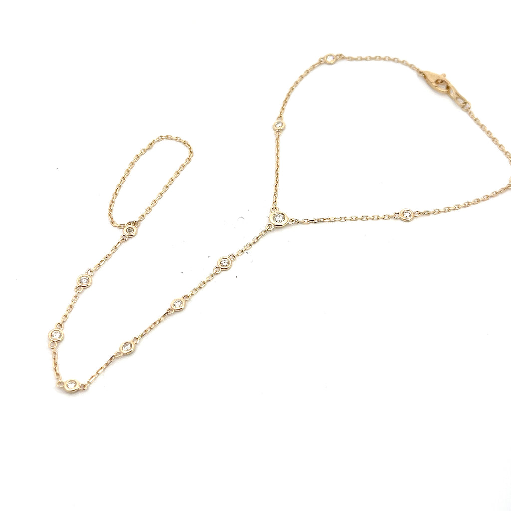 14k Yellow Gold and White Gold .35ct G VS2 Round Diamond By the Yard Ring and Bracelet