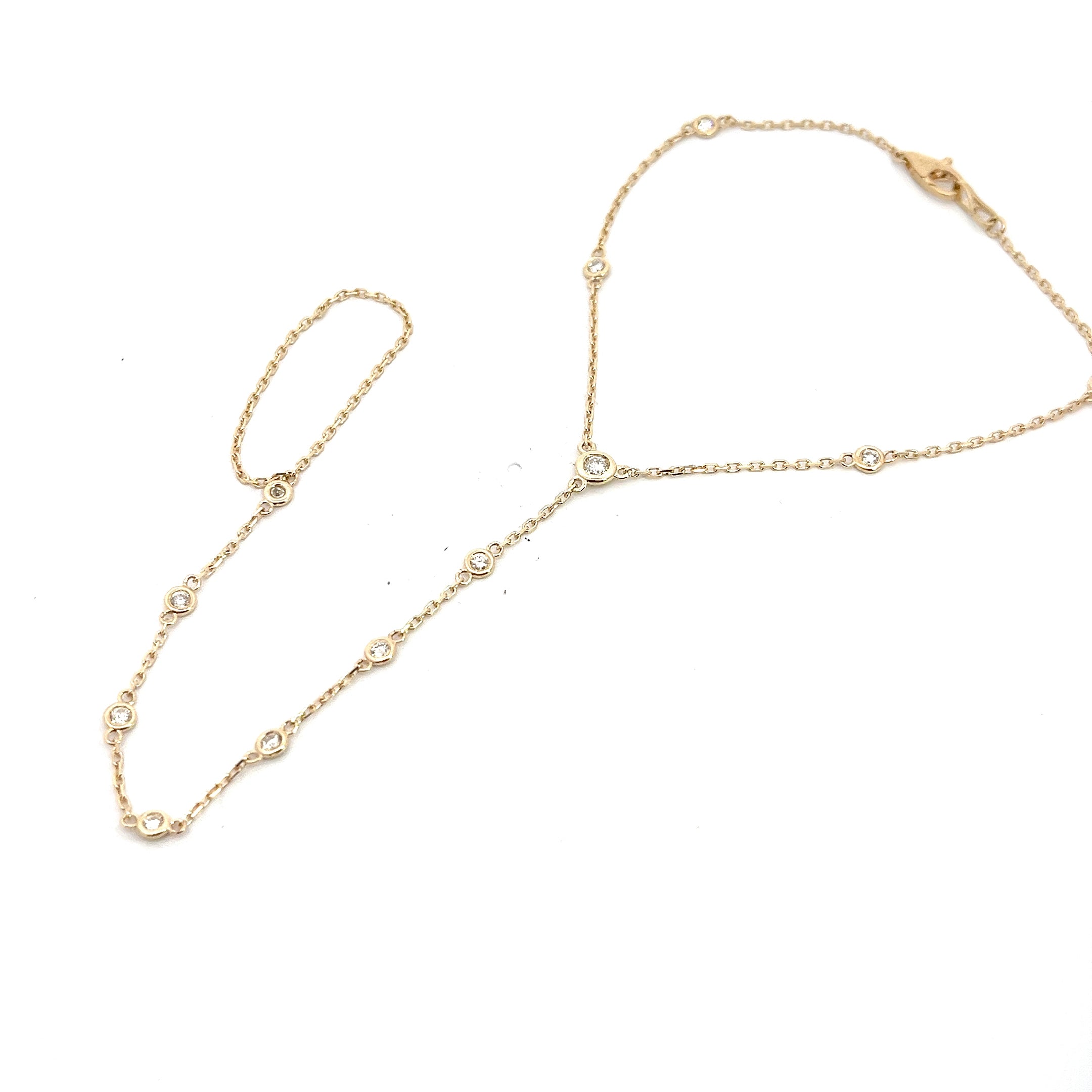 14k Yellow Gold and White Gold .35ct G VS2 Round Diamond By the Yard Ring and Bracelet