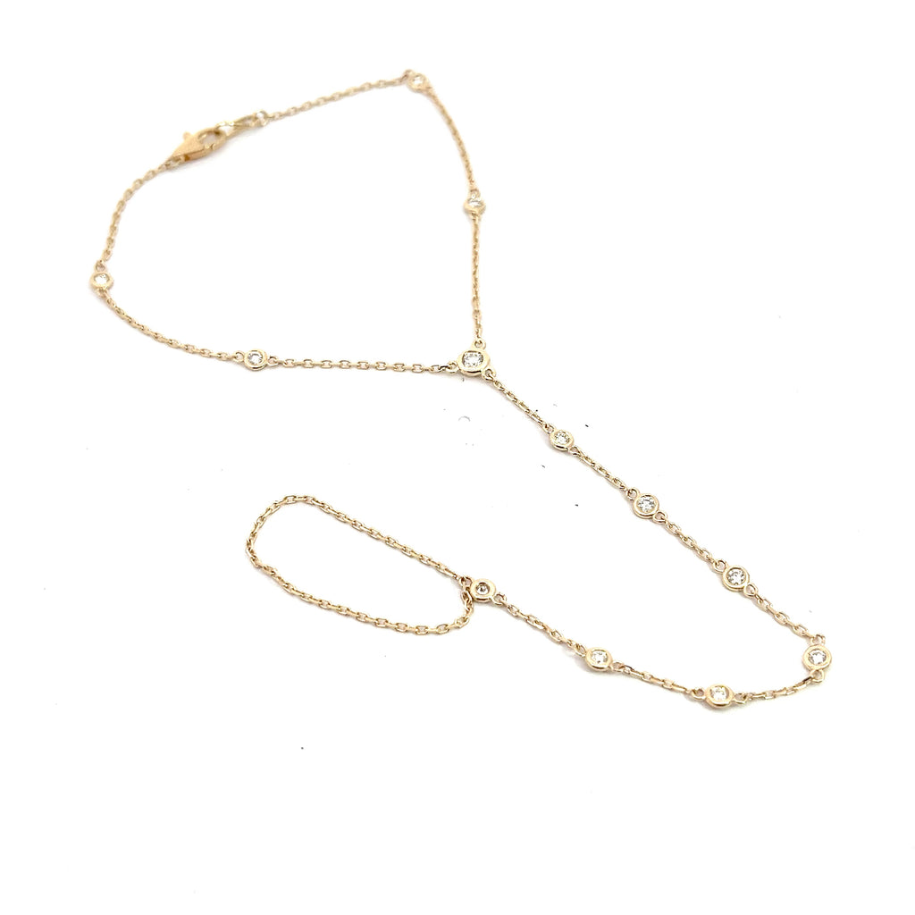 14k Yellow Gold and White Gold .35ct G VS2 Round Diamond By the Yard Ring and Bracelet