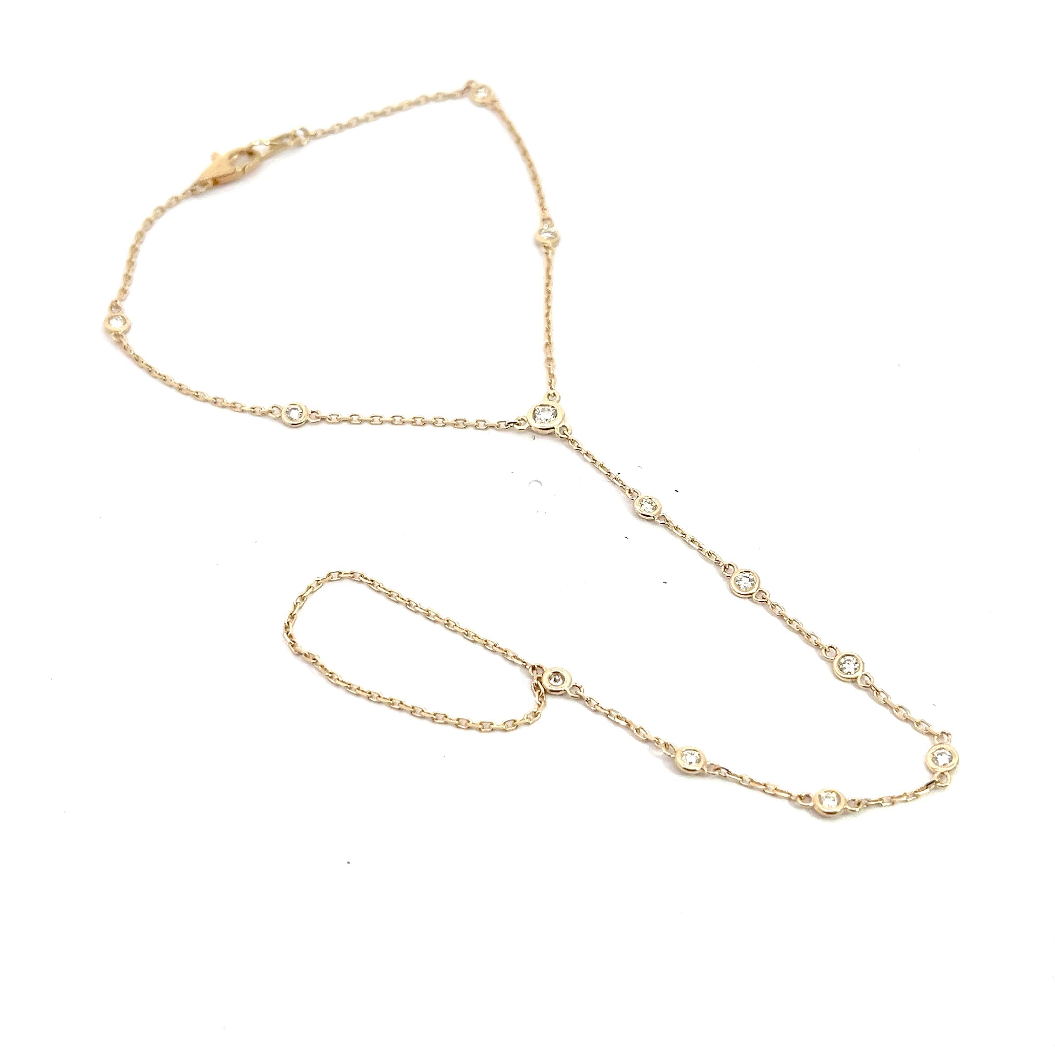 14k Yellow Gold and White Gold .35ct G VS2 Round Diamond By the Yard Ring and Bracelet