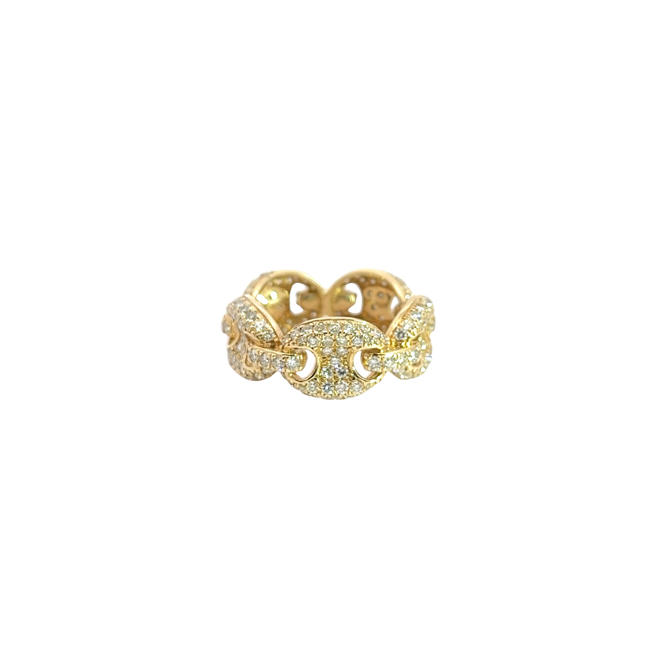 14k Yellow Gold 2.00ct G VS2 Round Diamond Gucci Link Ring