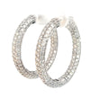 14k White Gold 6.50ct G VS2 Round Diamond Inside/out Pave Hoops 1 1/2 5mm