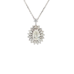 18K White Gold .89ct I SI Pear Shape Diamond /.63ct I SI1 Marquise Diamond Pendant