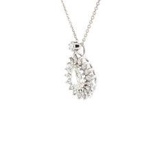 18K White Gold .89ct I SI Pear Shape Diamond /.63ct I SI1 Marquise Diamond Pendant