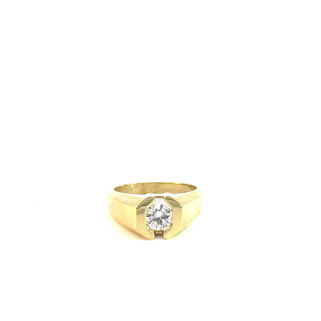 18k Yellow Gold .95ct G VVS2 Round Diamond Men Signet Diamond Ring 11 grams Certified By GIA # 7178318