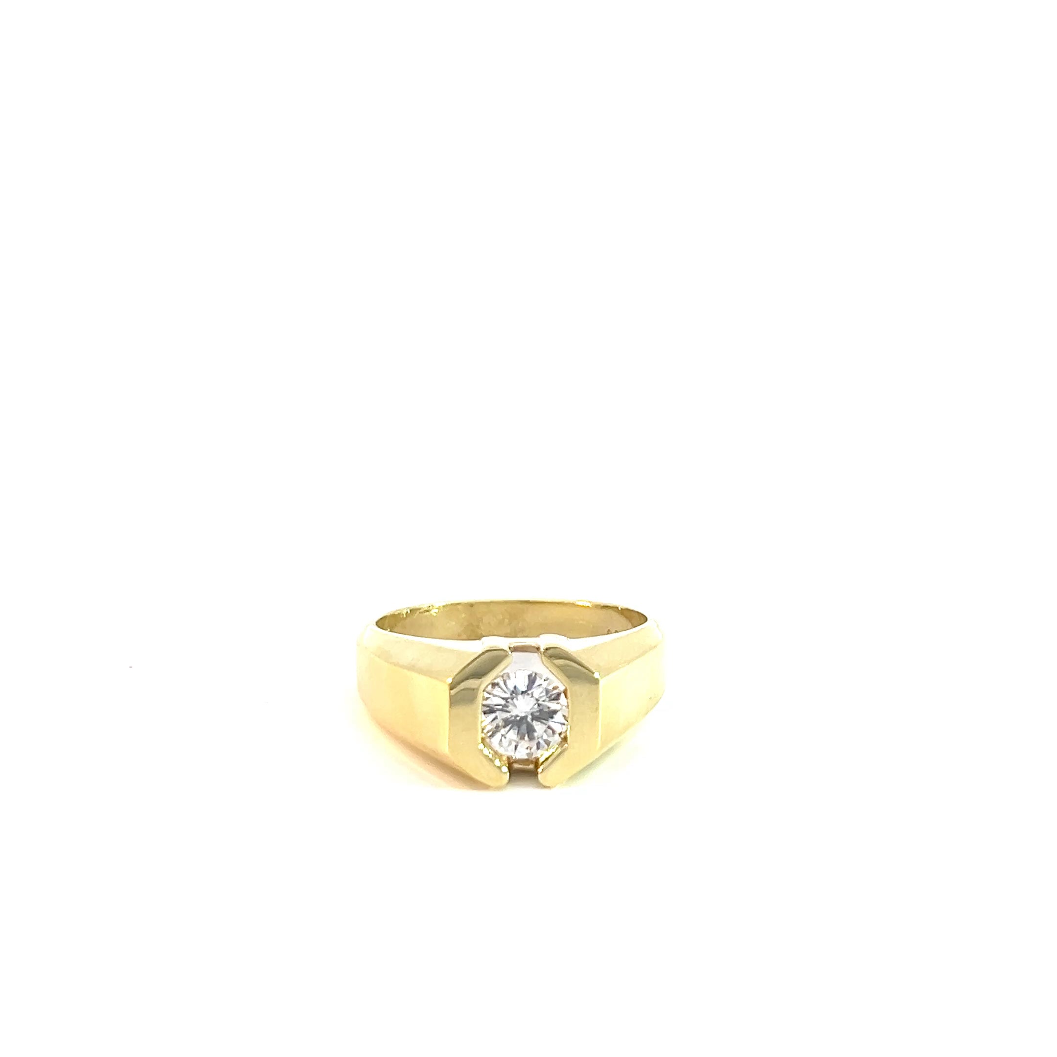 18k Yellow Gold .95ct G VVS2 Round Diamond Men Signet Diamond Ring 11 grams Certified By GIA # 7178318