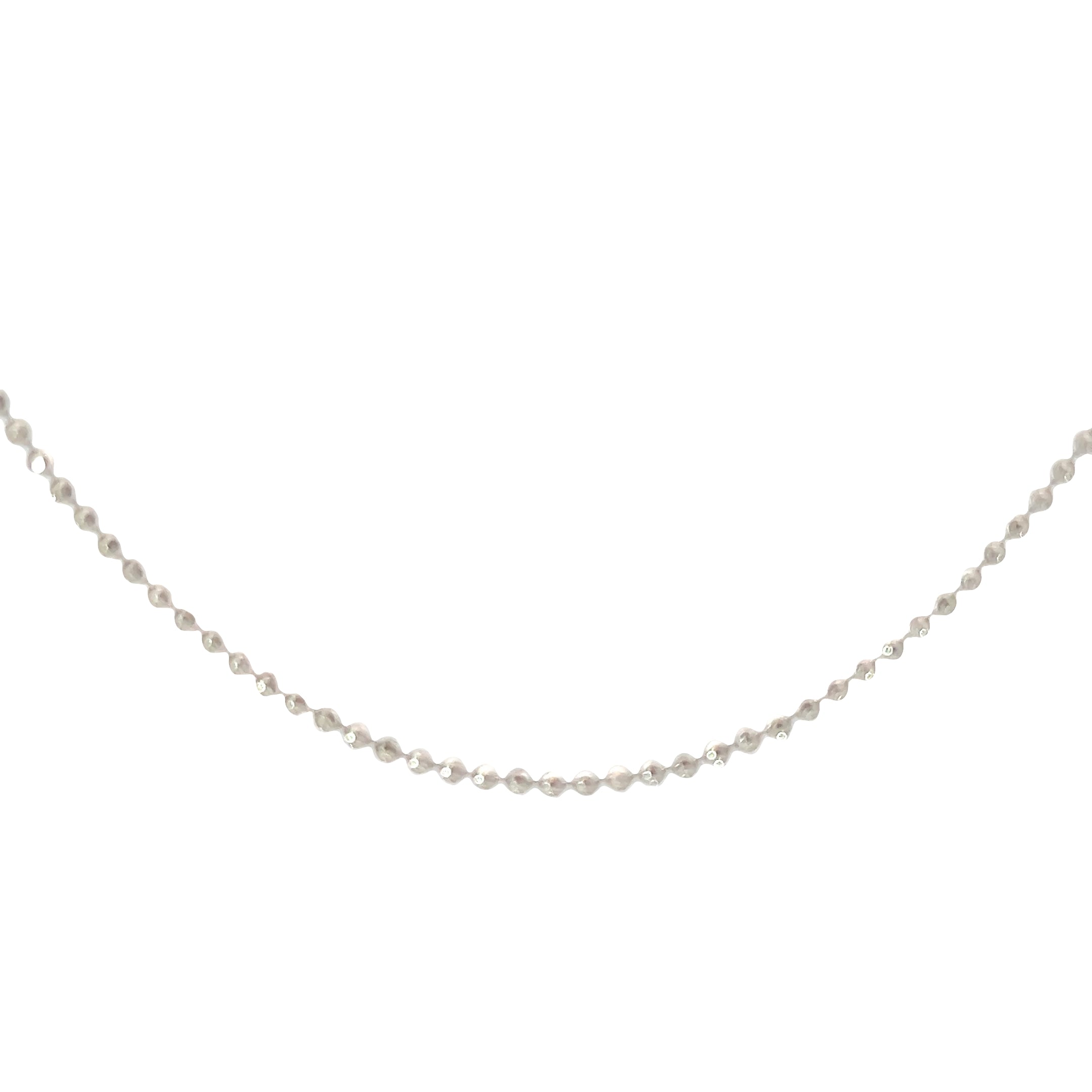 14k White Gold Diamond Cut Beaded Necklace 24" Long 7.9 Gram