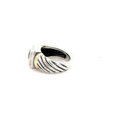 Pre-Loved 14k Yellow Gold / 925 Silver David Yurman Albion Peridot Cable Ring Size 6.5