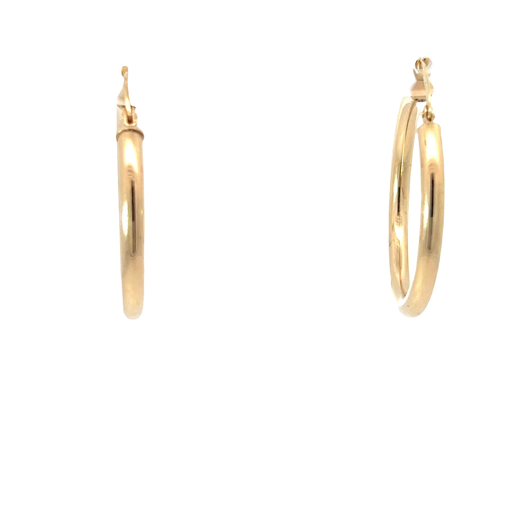 14k Yellow Gold Round Hoop Earring 3.5mm 1 1/4" 1.70 gram