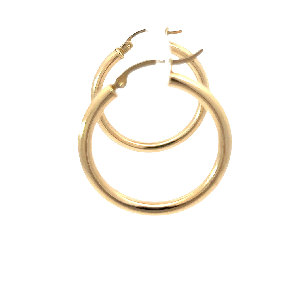 14k Yellow Gold Round Hoop Earring 3.5mm 1 1/4" 1.70 gram