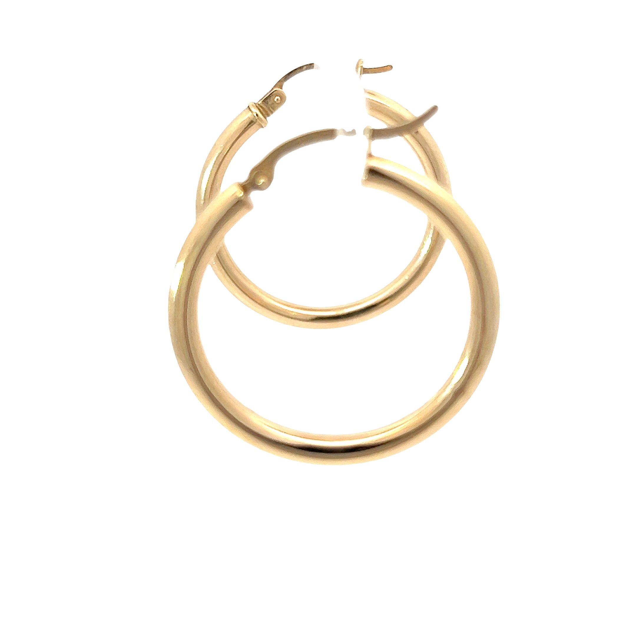 14k Yellow Gold Round Hoop Earring 3.5mm 1 1/4" 1.70 gram