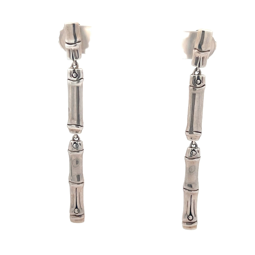 Pre-Owned John Hardy Sterling Silver Bamboo Dangle Earrings 7.2 dwt
