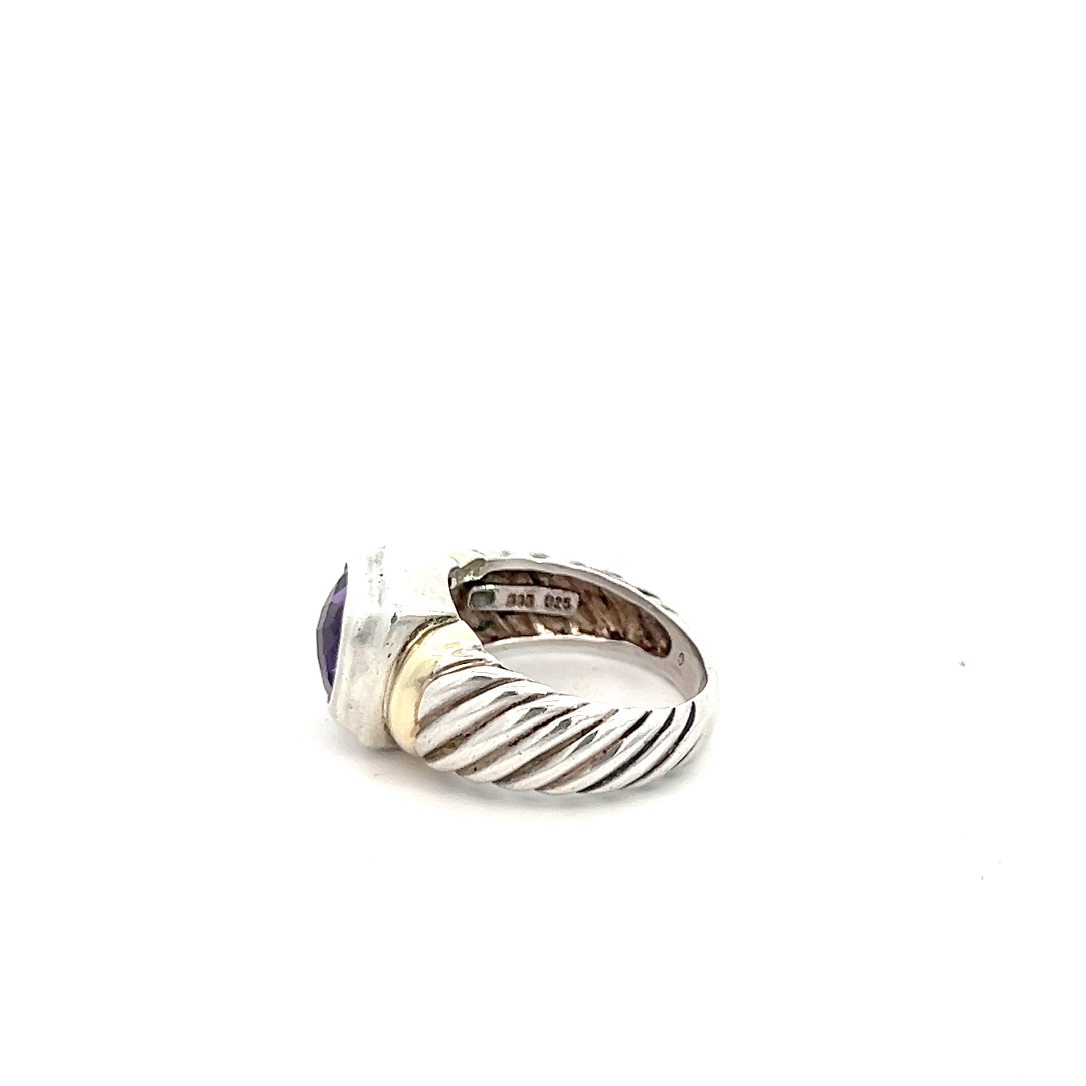 Pre-Loved David Yurman 14k Yellow Gold / 925 Silver Amethyst Ring Size 6.5