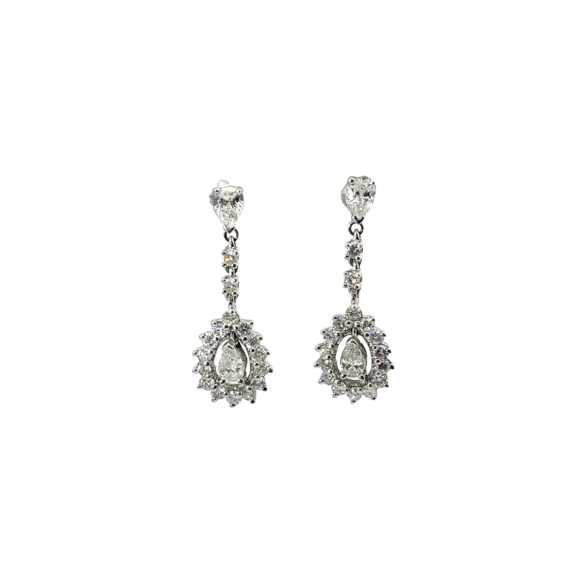 Ladies 14k white gold Vintage Diamond Drop earrings